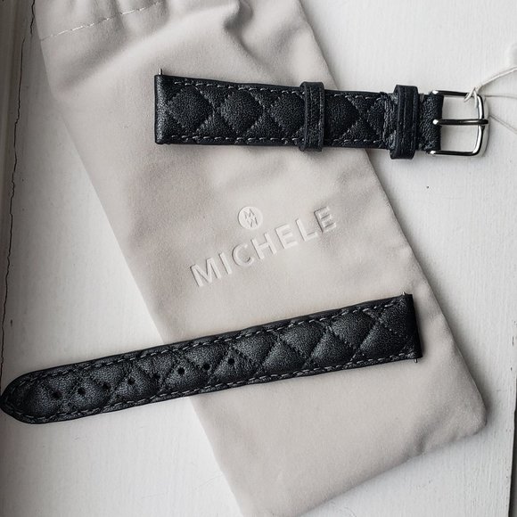 Michele Black Quilted Watch Strap michele-black-18mm-quilted-  main image 4